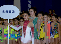 Bədii gimnastika üzrə XXII Bakı çempionatı və birinciliyi start götürüb. Bakı, Azərbaycan, 13 noyabr 2015